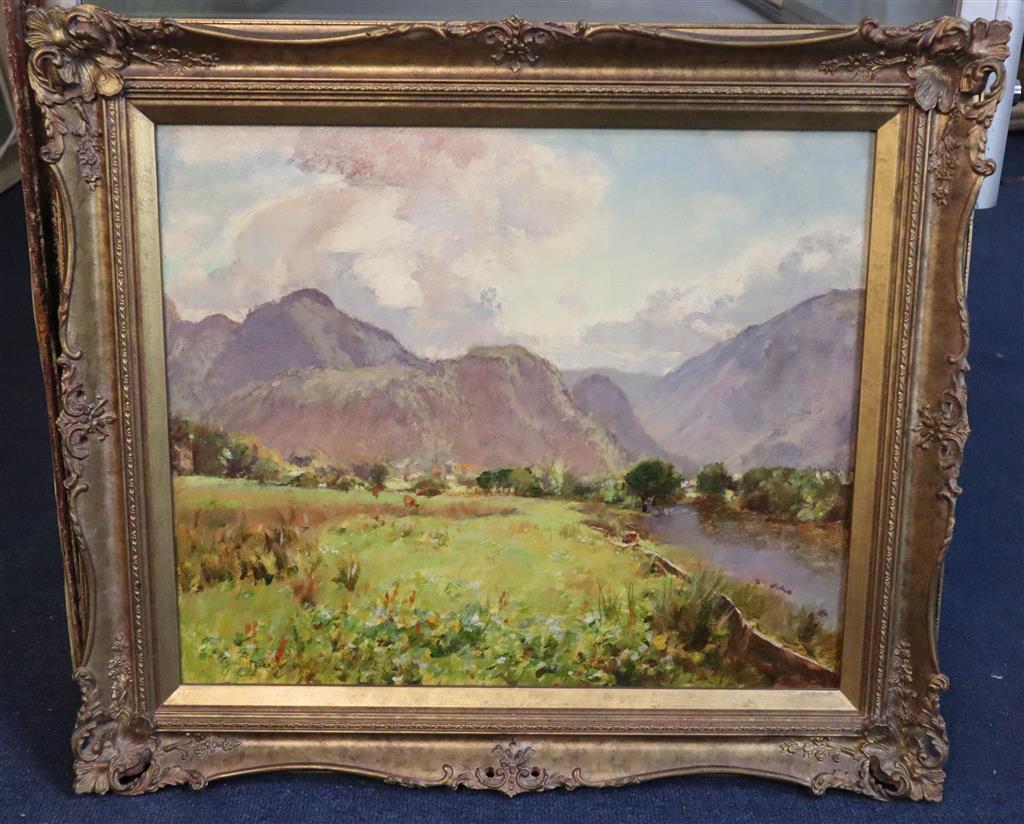 Sir David Murray RA (1849-1933), oil on board, Stream along the Hills